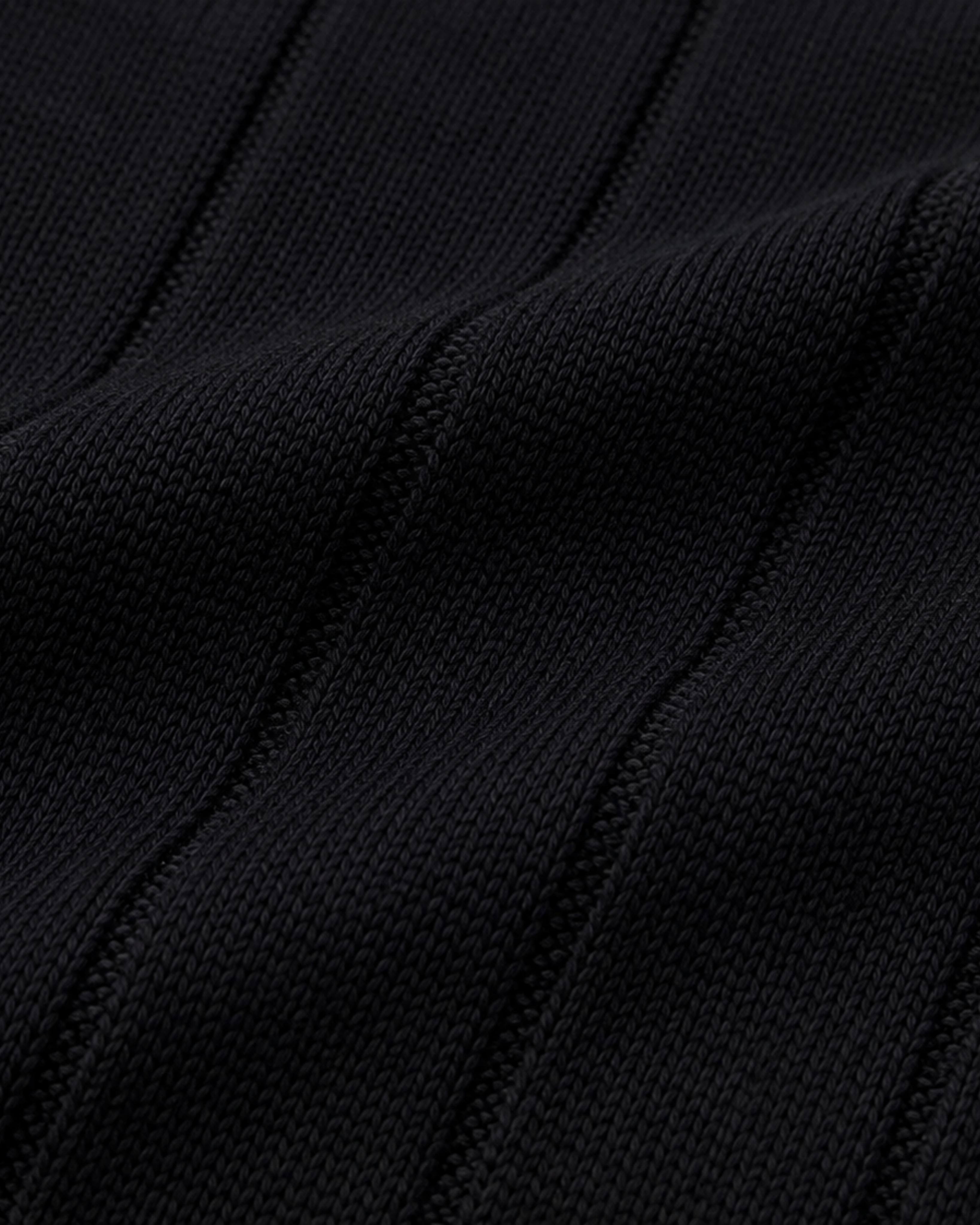 Black Vertical Ribbed Knit Polo - Gremaud