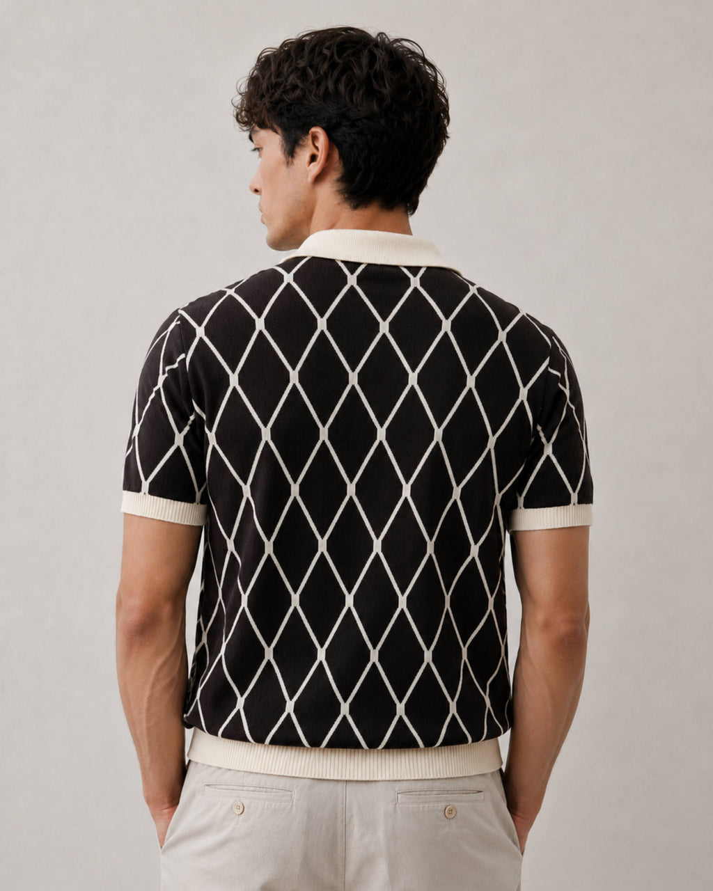 Noir Diamond Knit Polo - Gremaud