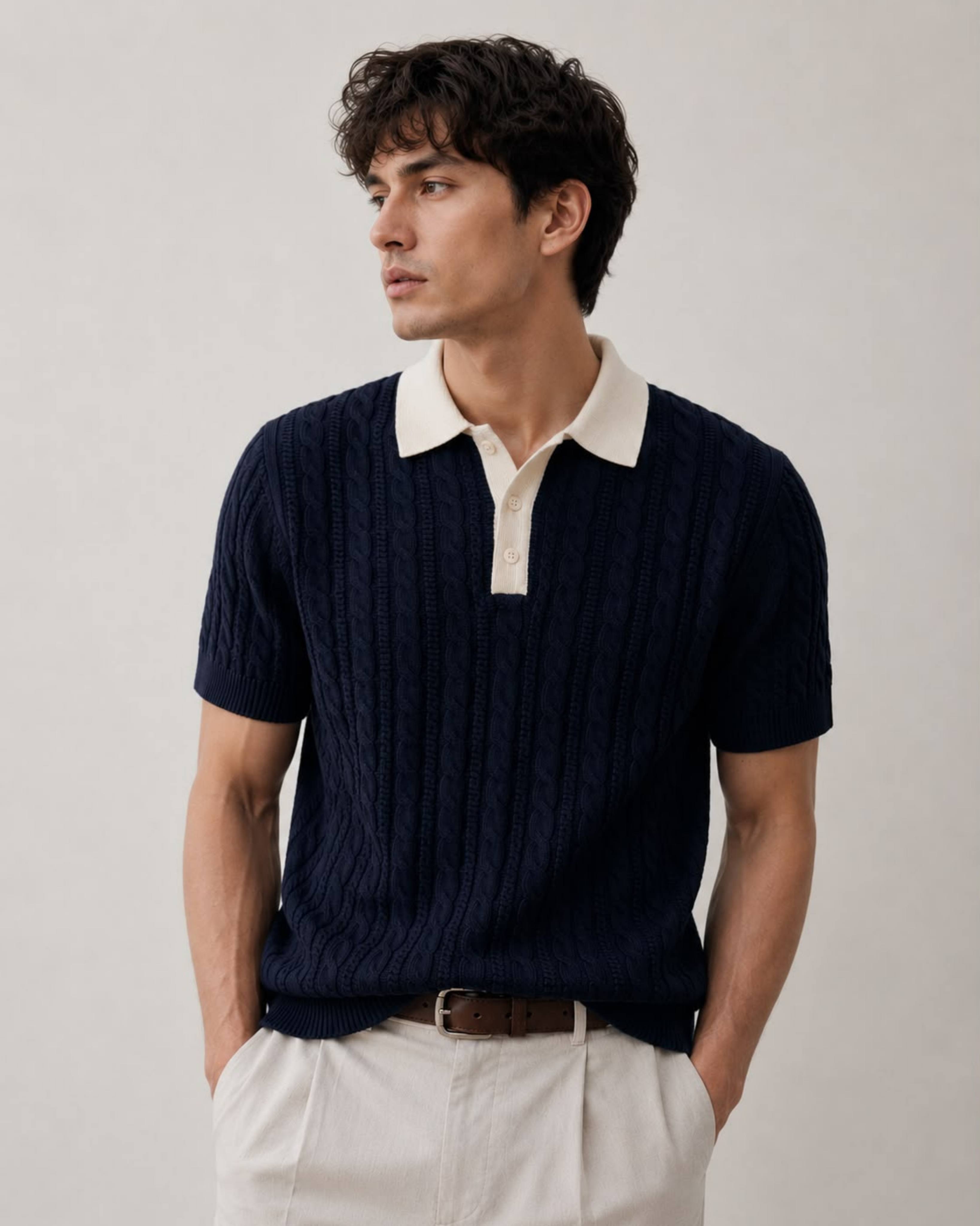 Monaco Cable Knit Polo - Gremaud