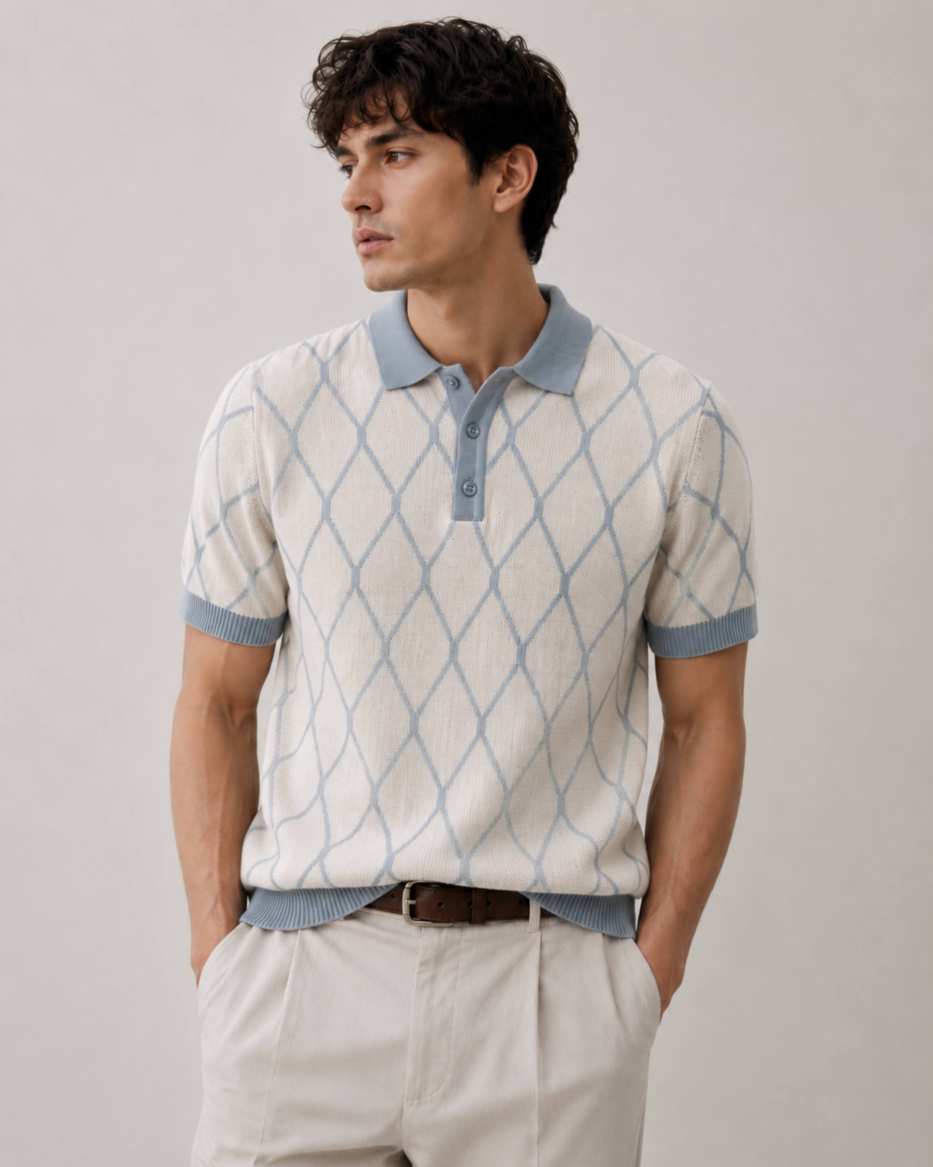 Riviera Diamond Knit Polo - Gremaud