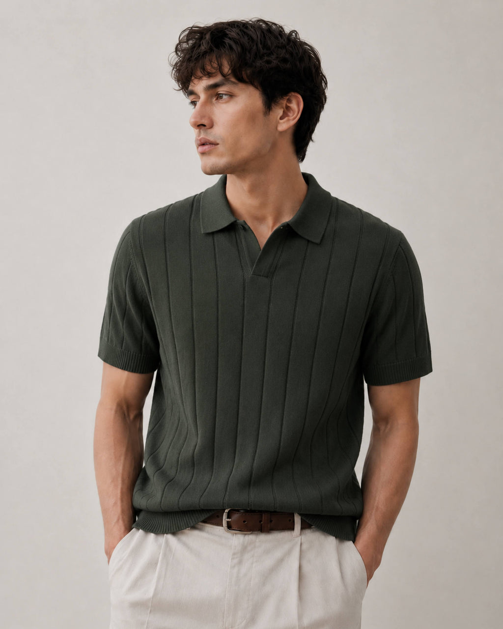 Forest Rib Knit Polo - Gremaud