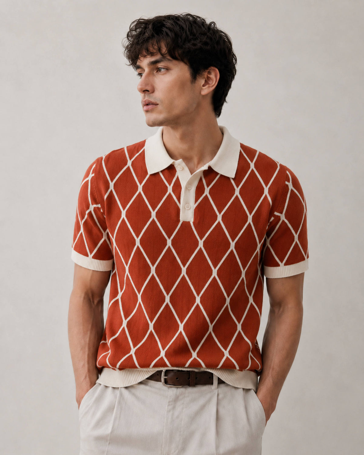Brick Diamond Knit Polo