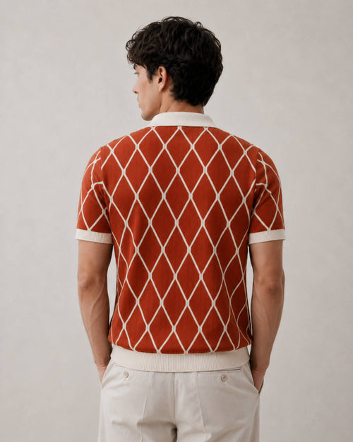 Brick Diamond Knit Polo - Gremaud