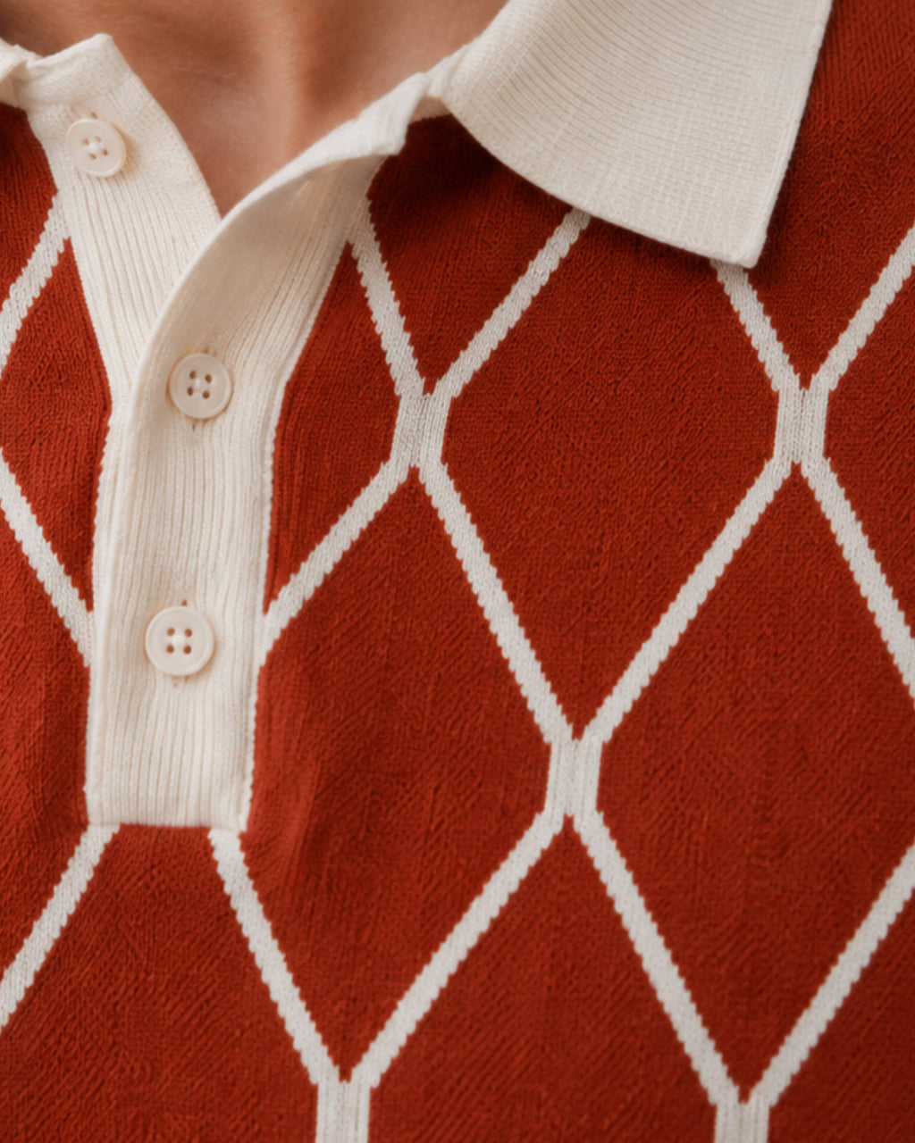 Brick Diamond Knit Polo - Gremaud