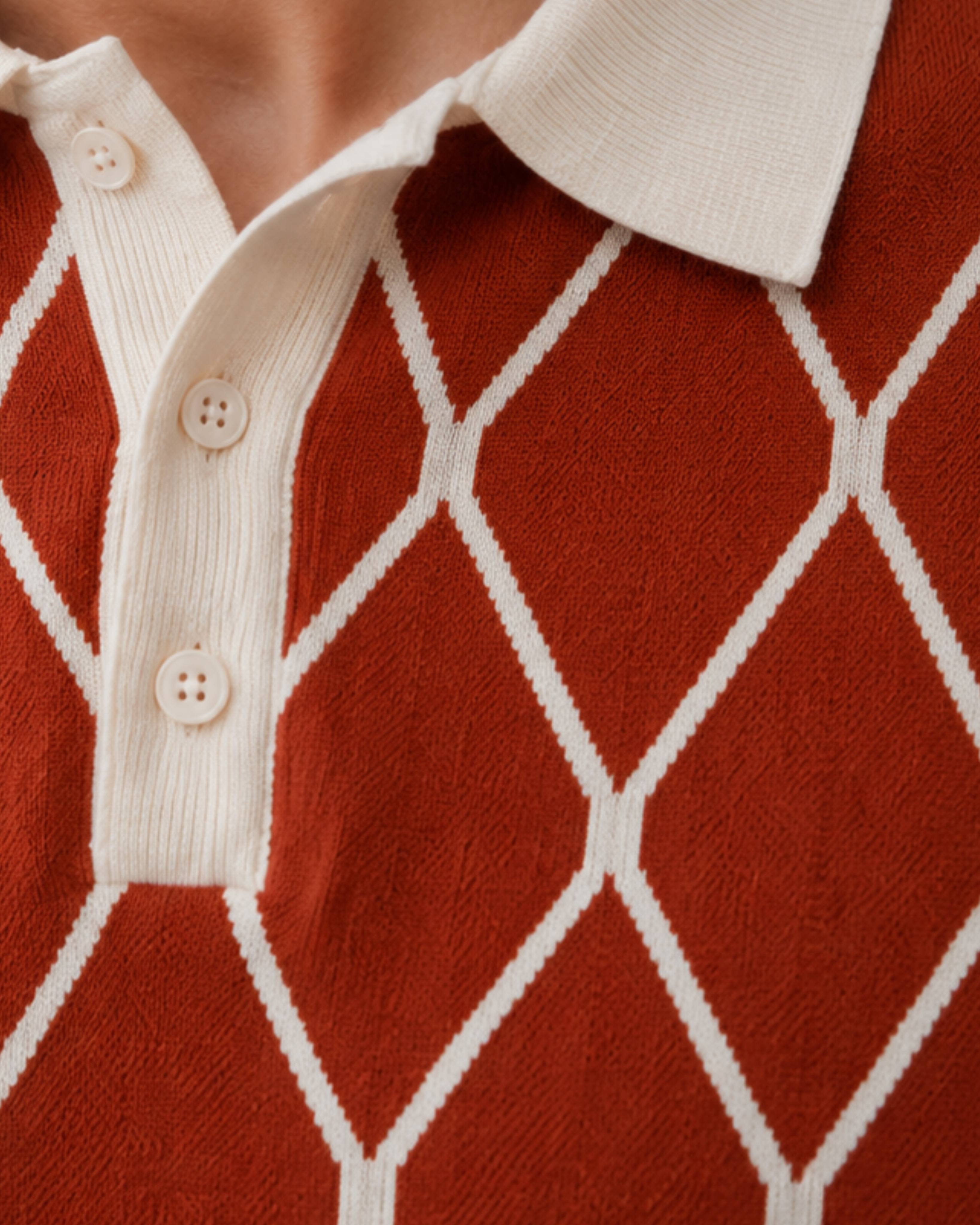 Brick Diamond Knit Polo - Gremaud