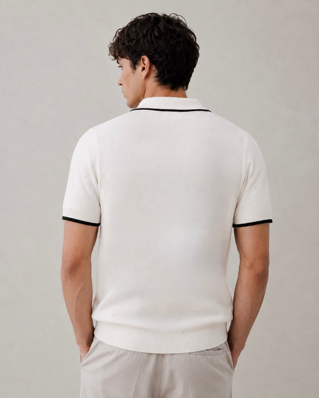 Noir Jacquard Knit Polo