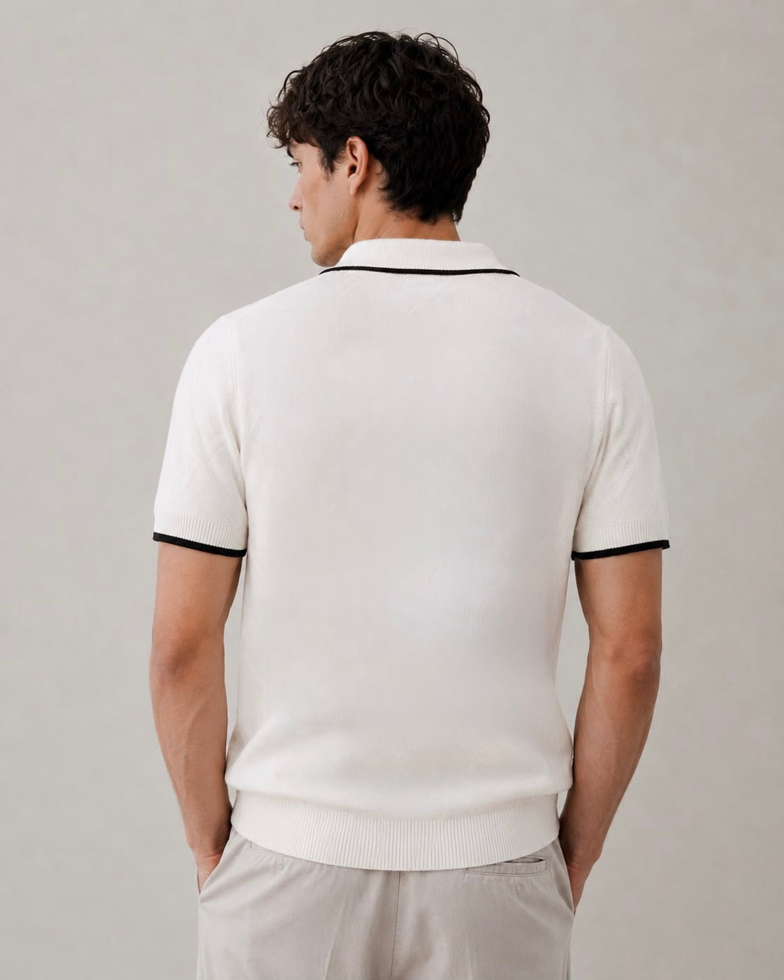Noir Jacquard Knit Polo