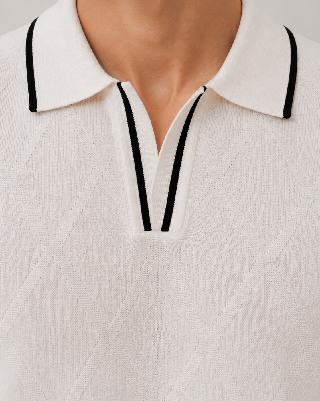 Noir Jacquard Knit Polo